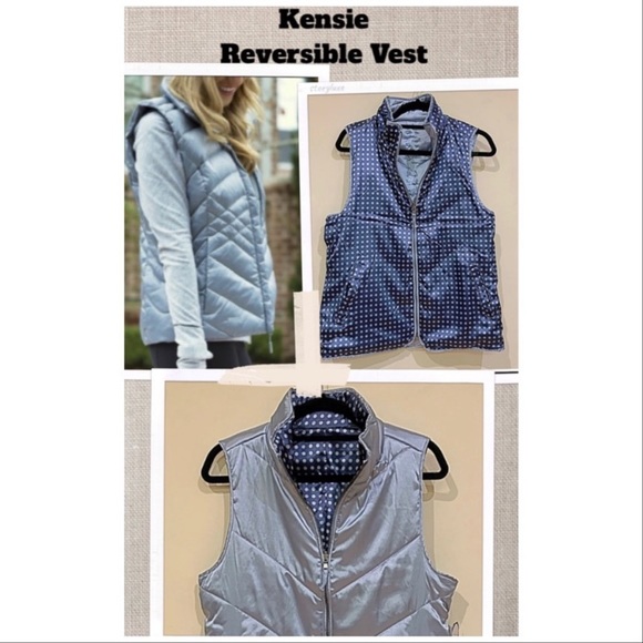 NEW KENSIE Vest Satin Reversible Quilted Vest NEW WITH TAGS Size M - Picture 3 of 9